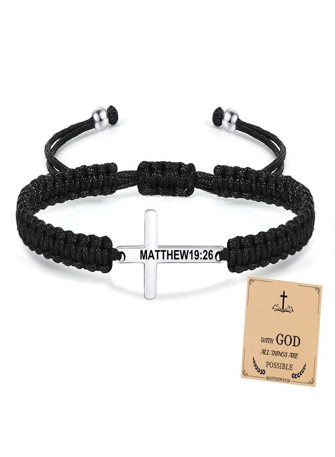 Sistble Christmas Christian Gifts for Women Cross Bracelet for Men Jesus Easter Catholic Baptism Gifts Handmade Braided Bracelets Inspirational Jewelry - Image 1